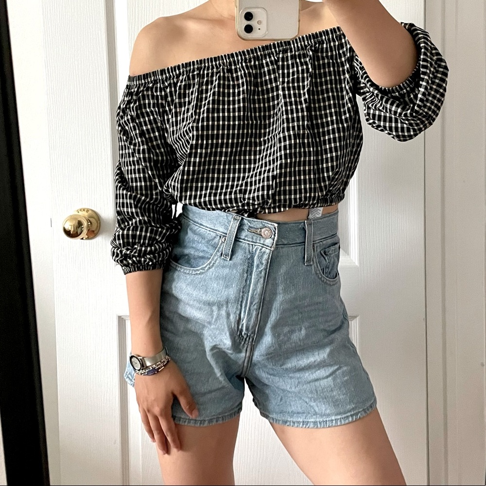 NWOT Wilfred off-the-shoulder gingham top